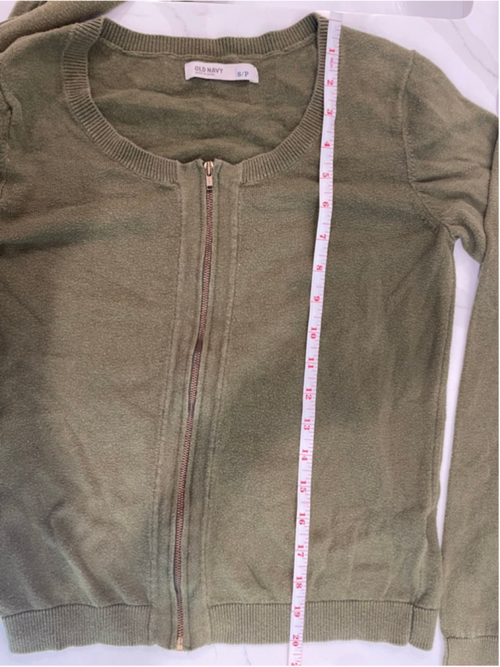 Old Navy Olive Green Zip Front Cardigan Sweater Small Cotton Blend - Picture 8 of 8